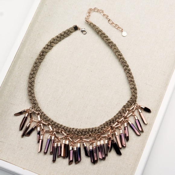 :: S&D Bronze/Rose Bora Fringe Statement Necklace - Picture 8 of 8